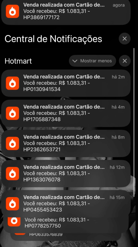 Notificações de vendas Hotmart